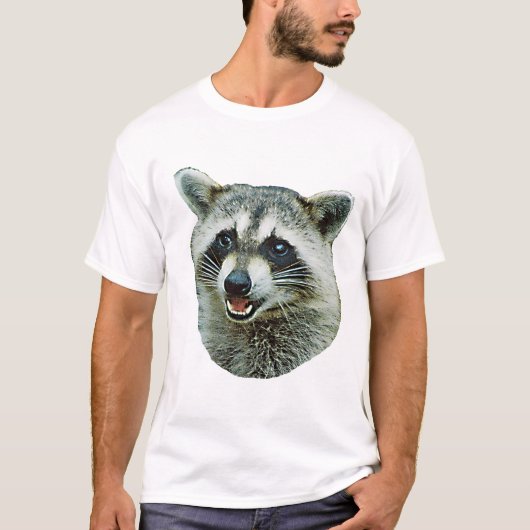 Raccoon Afbeelding Ringer T-Shirt (Voorkant)