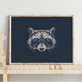 Raccoon | Afdruk van woudbekkens Poster