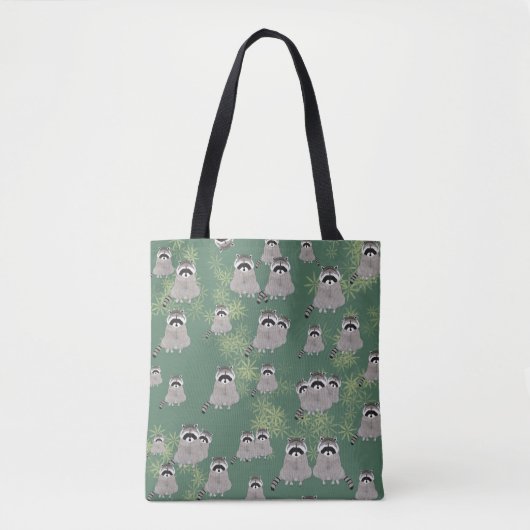 Raccoon Allover Print Canvas tas (Voorkant)