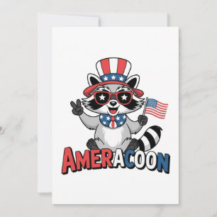 Raccoon Americoon Patriotic 4TH of July, Verenigde Feestdagenkaart