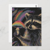 Raccoon and a Mushroom at Night Briefkaart (Voorkant / Achterkant)