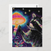 Raccoon and a Mushroom Briefkaart (Voorkant / Achterkant)
