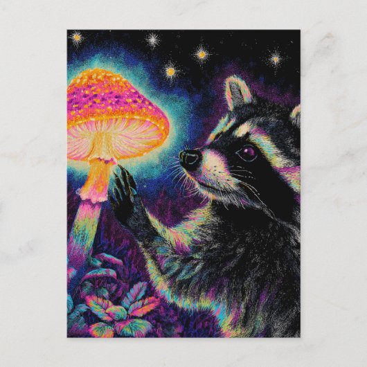 Raccoon and a Mushroom Briefkaart (Voorkant)
