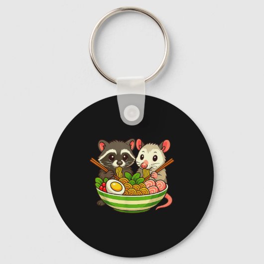 Raccoon And Ossum Eating Ramen Noodles  Sleutelhanger (Voorkant)