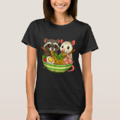 Raccoon And Ossum Eating Ramen Noodles  T-shirt (Voorkant)