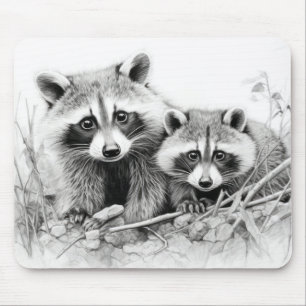 Raccoon Animal Discovery Wild Natuur Ink Sketch Muismat