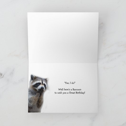 Raccoon Animal Humor Birthday Cake Fun Card Kaart (Binnen)