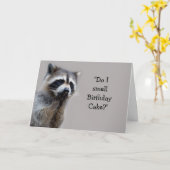 Raccoon Animal Humor Birthday Cake Fun Card Kaart (Gele Bloem)