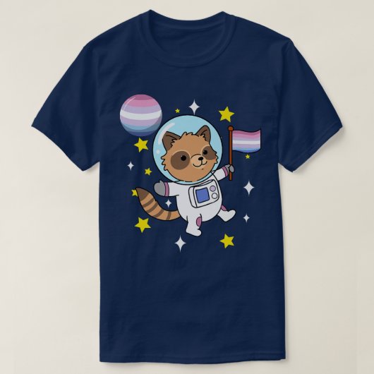 Raccoon Astronaut Bigender Pride T-shirt (Design voorkant)