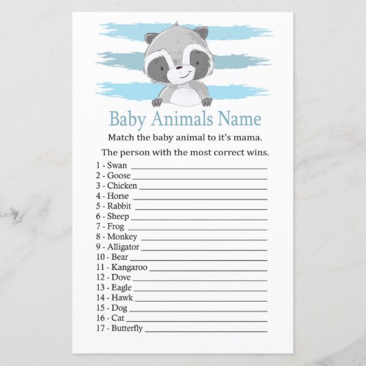 Raccoon Baby Animals Name Game (Voorkant)