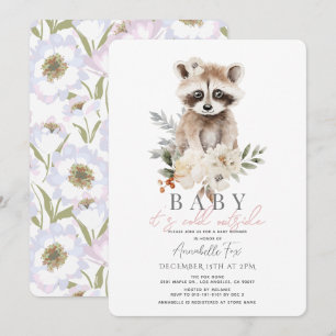 Raccoon Baby Het is koud buiten Baby shower Kaart