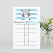 Raccoon baby shower bingo card (Staand voorkant)