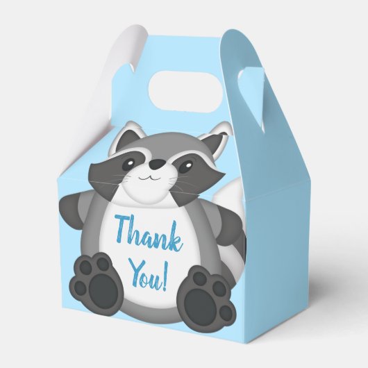 Raccoon Baby shower Blue Bedankdoosjes (Achterkant)