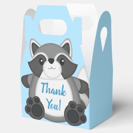 Raccoon Baby shower Blue Bedankdoosjes (Geopend)