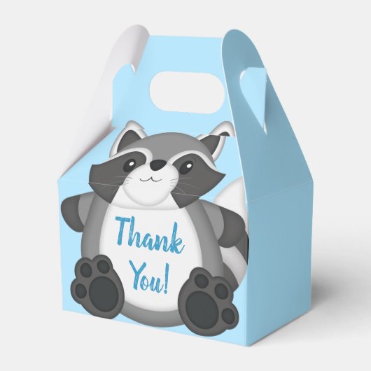 Raccoon Baby shower Blue Bedankdoosjes (Voorkant Zijde)