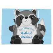 Raccoon Baby shower Blue Groot Cadeauzakje (Achterkant)