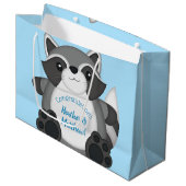 Raccoon Baby shower Blue Groot Cadeauzakje (Voorkant Gekanteld)