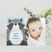 Raccoon Baby shower Blue Kaart (Staand voorkant)