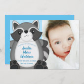 Raccoon Baby shower Blue Kaart (Voorkant / Achterkant)