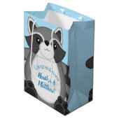 Raccoon Baby shower Blue Medium Cadeauzakje (Voorkant Gekanteld)