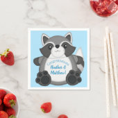 Raccoon Baby shower Blue Servet (Insitu)
