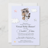 Raccoon Baby shower Blue Virtual Kaart (Voorkant)