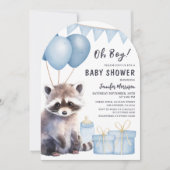Raccoon Baby shower Boy Blue Balloons Arch Kaart (Voorkant)