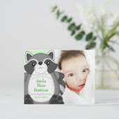 Raccoon Baby shower Green Briefkaart (Staand voorkant)