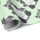 Raccoon Baby shower Green Cadeaupapier (Rol Hoek)