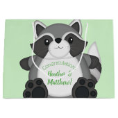 Raccoon Baby shower Green Groot Cadeauzakje (Voorkant)