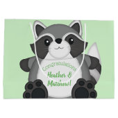 Raccoon Baby shower Green Groot Cadeauzakje (Achterkant)
