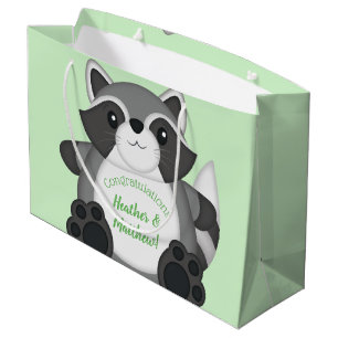 Raccoon Baby shower Green Groot Cadeauzakje