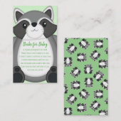 Raccoon Baby shower Green Informatiekaartje (Voorkant / Achterkant)
