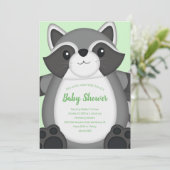 Raccoon Baby shower Green Kaart (Staand voorkant)