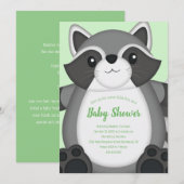 Raccoon Baby shower Green Kaart (Voorkant / Achterkant)