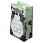 Raccoon Baby shower Green Klein Cadeauzakje (Achterkant Gekanteld)