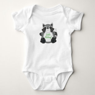 Raccoon Baby shower Green Romper