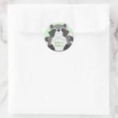 Raccoon Baby shower Green Ronde Sticker (Tas)
