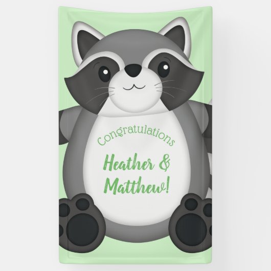 Raccoon Baby shower Green Spandoek (Verticaal)