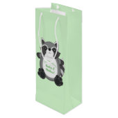 Raccoon Baby shower Green Wijn Cadeautas (Achterkant Gekanteld)