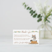 Raccoon Baby shower nieuwe mama bedankt Informatiekaartje (Staand voorkant)