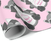 Raccoon Baby shower Roze Cadeaupapier (Rol Hoek)
