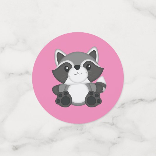 Raccoon Baby shower Roze Confetti (Kleine voorkant)