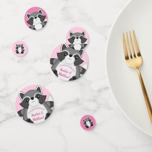 Raccoon Baby shower Roze Confetti (Groep)