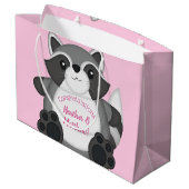 Raccoon Baby shower Roze Groot Cadeauzakje (Achterkant Gekanteld)