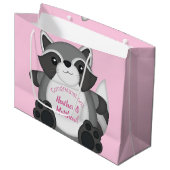 Raccoon Baby shower Roze Groot Cadeauzakje (Voorkant Gekanteld)