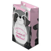 Raccoon Baby shower Roze Klein Cadeauzakje (Achterkant Gekanteld)