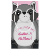 Raccoon Baby shower Roze Klein Cadeauzakje (Voorkant)