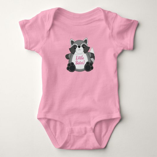 Raccoon Baby shower Roze Romper (Voorkant)