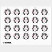 Raccoon Baby shower Roze Ronde Sticker (Vel)